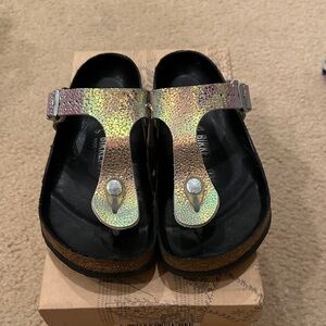 Gizeh Birkenstock Iridescent Sandals with Black Footbed 35 Wide/Regular